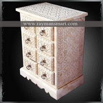 BNAL-001 AN ETHNIC TOUCH BONE OVERLAID CHEST OF DRAWER