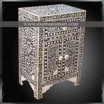 BNAL-054 A BEAUTIFUL BONE FLORAL INLAID BED SIDE