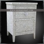 BNAL-063 A PREETY SHELL INLAID FLORAL BEDSIDE CHEST