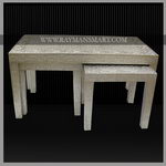 WMTB-085 A MAJESTIC WHITE METAL NESTED TABLE SET